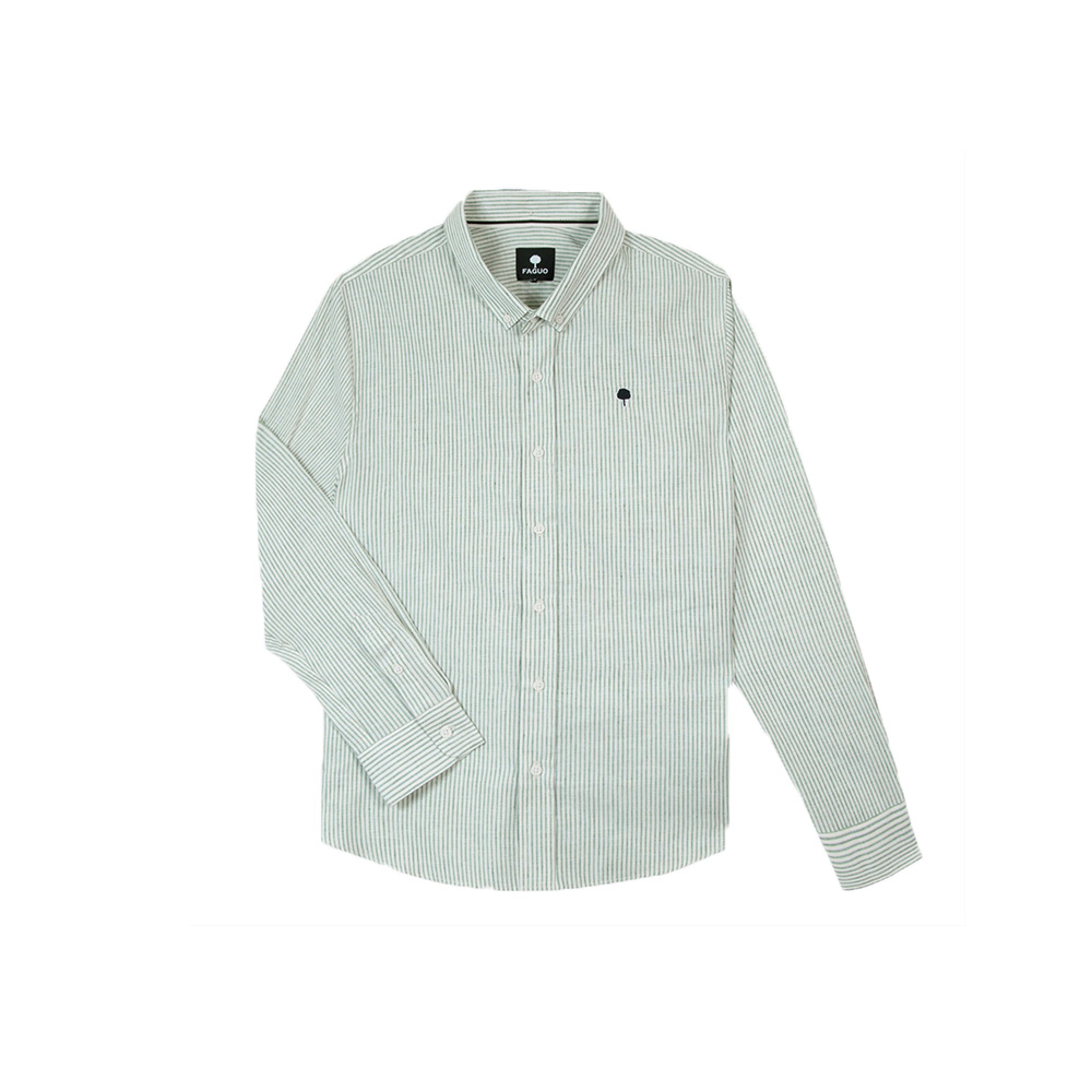 Faguo Shirt Ivoy - Green & Ecru striped