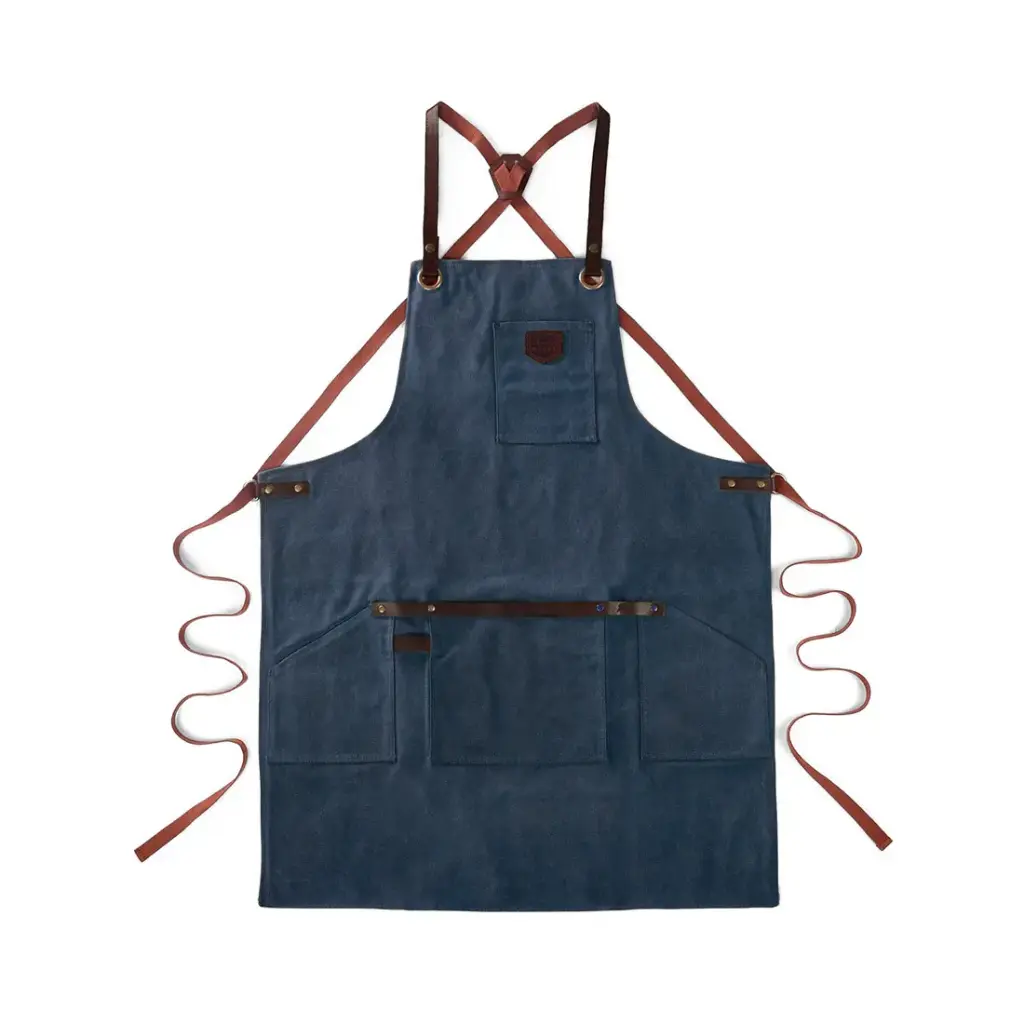 [547BLEU-C] Alaskan Maker Tablier cuir et toile waxée (Bleu)