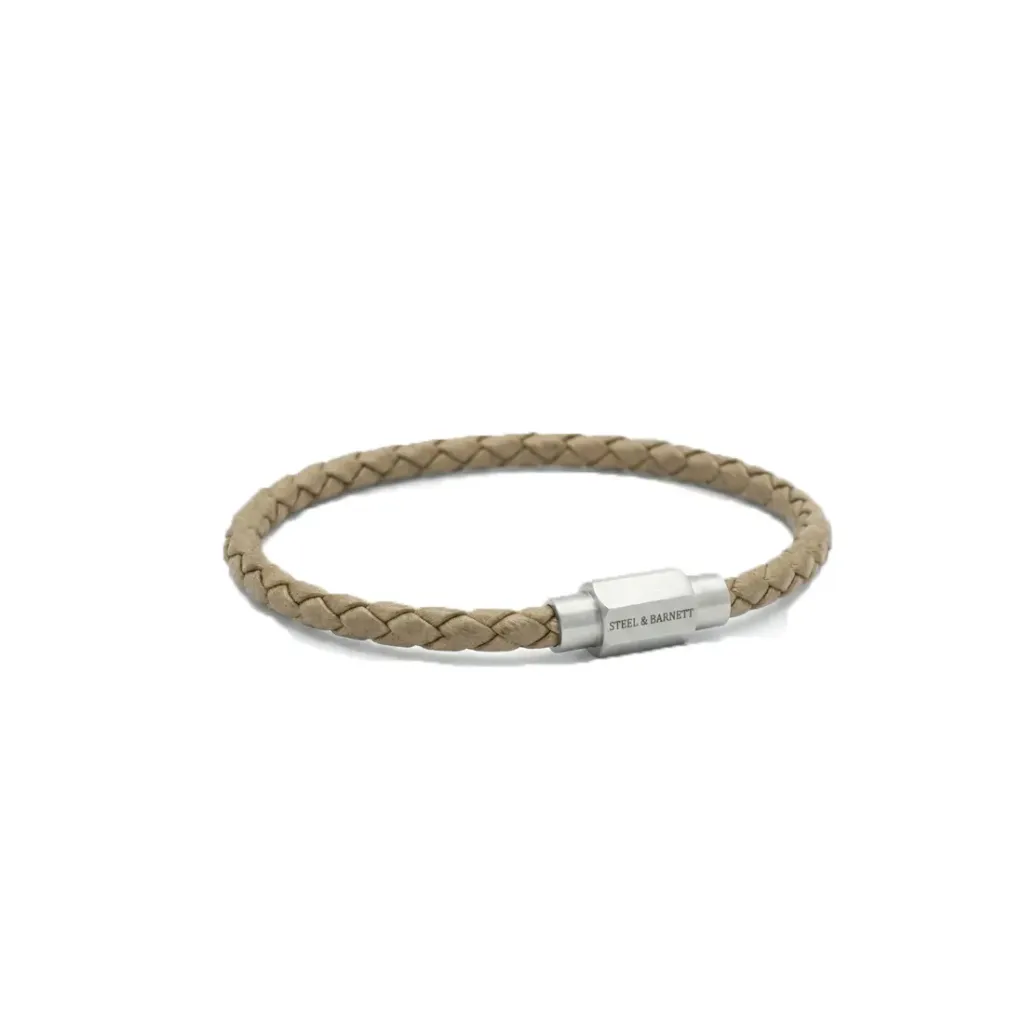 Bracelet cuir Steel & Barnett Luke Landon - Ecru