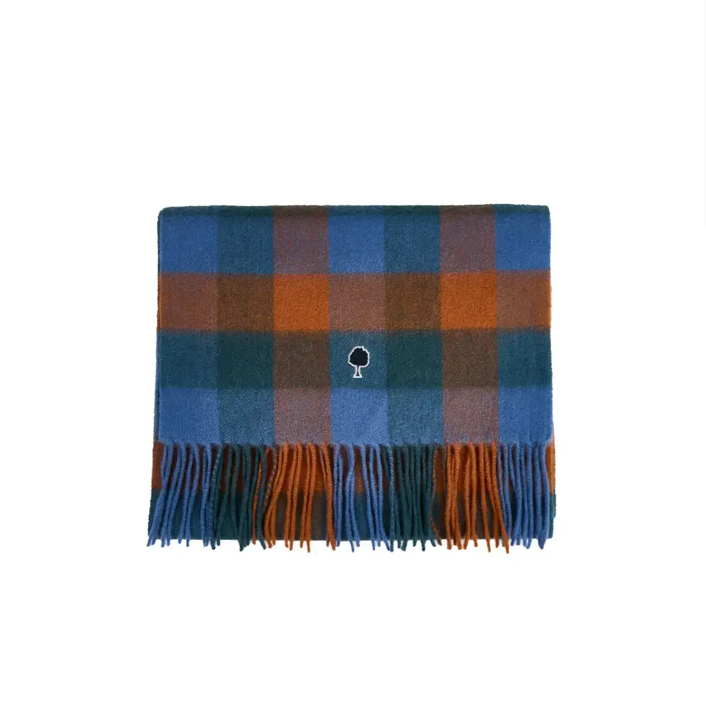 [F25SC0403-BLU20] Echarpe Faguo Laine - Camel-Bleu
