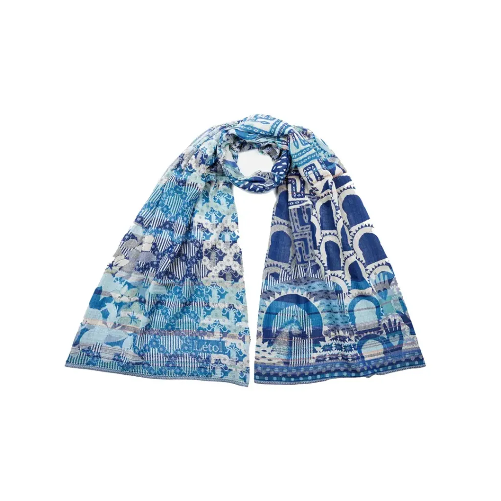 [jasmine-azul] Foulard en coton bio Létol - Jasmine (Bleu)