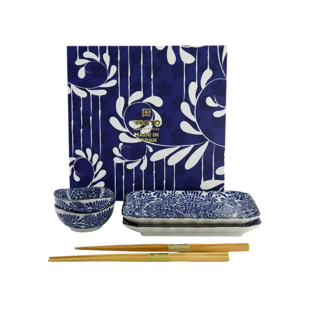 [33713] Coffret Sushi 6 p. Tokyo Design - Aizome Tako Karakusa